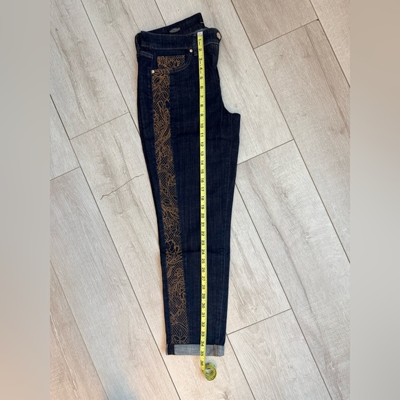 White House Black Market Dark Blue Jeans with Gold Embroidery - Picture 8 of 8